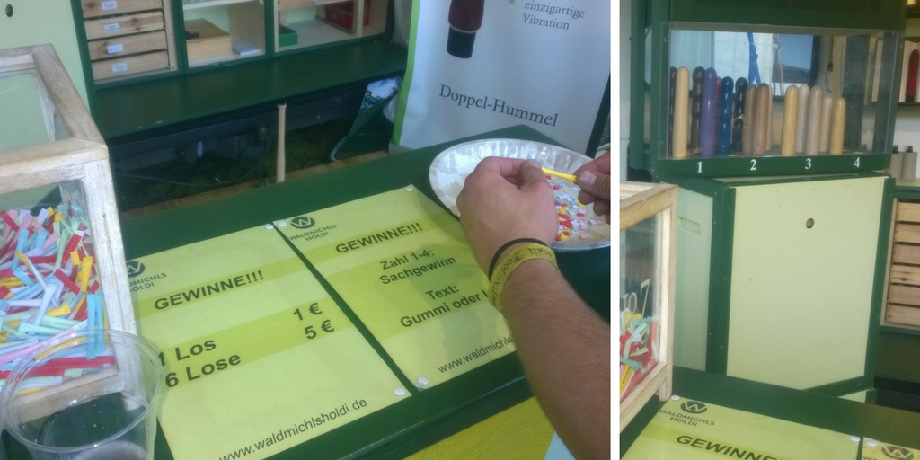 Losbude mit Hauptgewinn Holzdildo