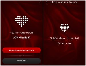 JOYCE App Registrierung